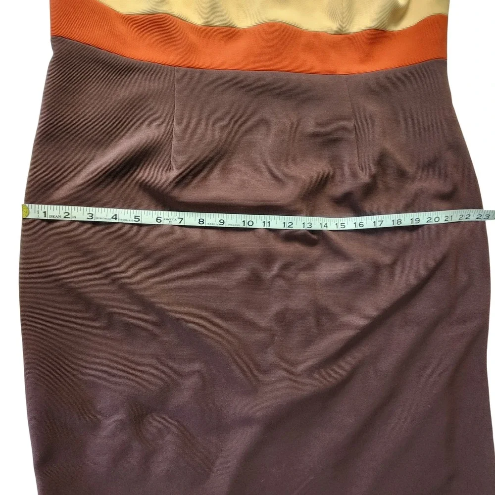 VTG Y2K Le Bos Womens Colorblock Sheath Dress & Jacket Set Brown Tan Orange 16WP